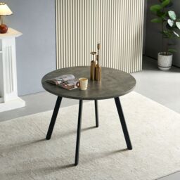 SONARA 100cm Round Dining Table with Grey Marble Top & Flat Tube Metal Leg - thumbnail 9