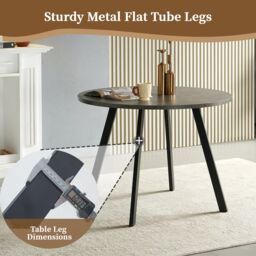 SONARA 100cm Round Dining Table with Grey Marble Top & Flat Tube Metal Leg - thumbnail 4