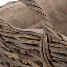 Red Hamper Rattan Large Wheeled Rattan Hessian Lined Log Basket in Grey - thumbnail 4