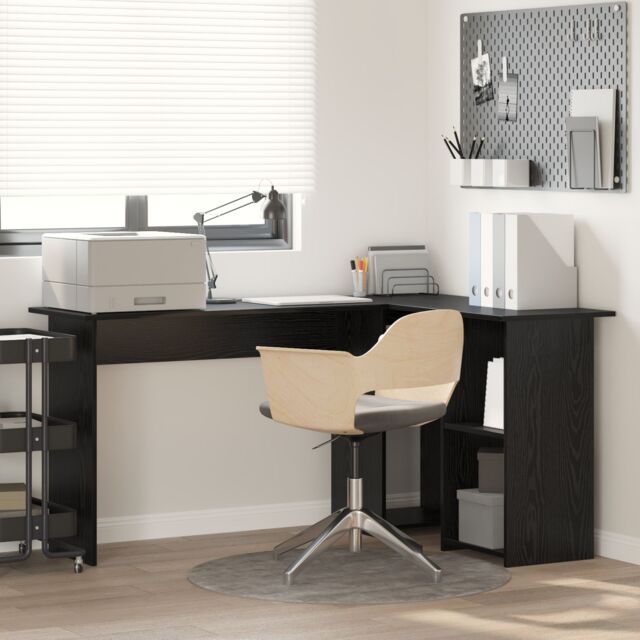 Berkfield Home Black Oak Desk Black oak Engineered wood Medium Black Oak Desk - image 1