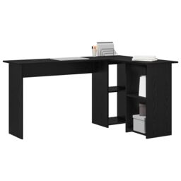 Berkfield Home Black Oak Desk Black oak Engineered wood Medium Black Oak Desk - thumbnail 3