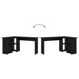 Berkfield Home Black Oak Desk Black oak Engineered wood Medium Black Oak Desk - thumbnail 8
