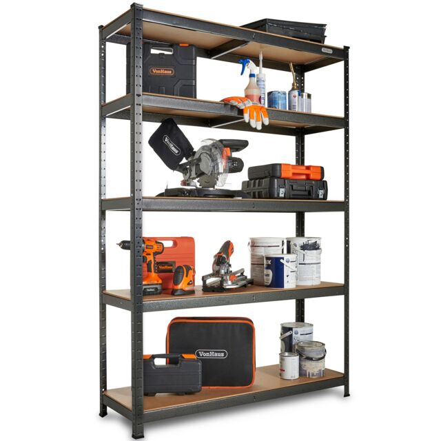 VonHaus 5 Tier Extra Wide Garage Shelving Unit in Grey - image 1