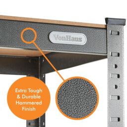 VonHaus 5 Tier Extra Wide Garage Shelving Unit in Grey - thumbnail 6