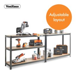 VonHaus 5 Tier Extra Wide Garage Shelving Unit in Grey - thumbnail 5