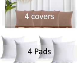 Luxury Living Set of 4 Velvet Chenille Cushions 45cm x 45cm with Removable Covers & Plush Pads - Soft, Stylish Home Décor in Tan - Size: 45 cm x 45 cm - thumbnail 3