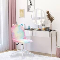 ERGOVEXA Fluffy Unicorn Office Chair with Mid-Back & Swivel Wheel, Rainbow in Pink - thumbnail 5
