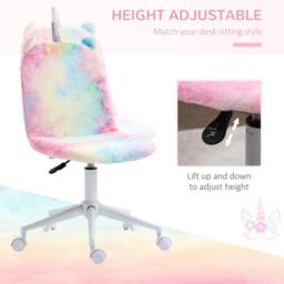 ERGOVEXA Fluffy Unicorn Office Chair with Mid-Back & Swivel Wheel, Rainbow in Pink - thumbnail 8