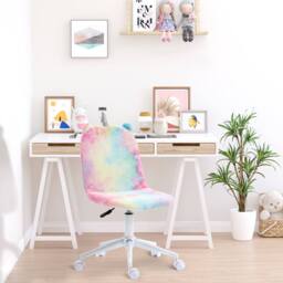 ERGOVEXA Fluffy Unicorn Office Chair with Mid-Back & Swivel Wheel, Rainbow in Pink - thumbnail 4