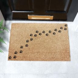 Artsy Mats Repeat Paw Prints Pattern Doormat in Black - Size: 40 cm x 60 cm - thumbnail 2