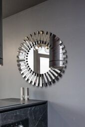 'Starburst' All Glass Stylised Round Wall Mirror 91 x 91 CM
