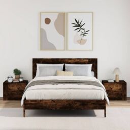Berkfield Home Wall-mounted Bedside Cabinets 2 pcs Smoked Oak 45x30x35 cm in Brown - Size: 45 x 30 x 35 cm - thumbnail 3