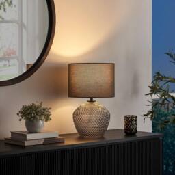 FurnitureboxUK Abigail Smoky Grey Glass Table Lamp - thumbnail 3