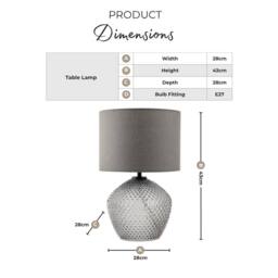 FurnitureboxUK Abigail Smoky Grey Glass Table Lamp - thumbnail 9