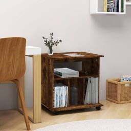 Berkfield Home Rolling Cabinet Smoked Oak 60x45x60 cm Engineered Wood in Brown - Size: 60 x 45 x 60 cm - thumbnail 2