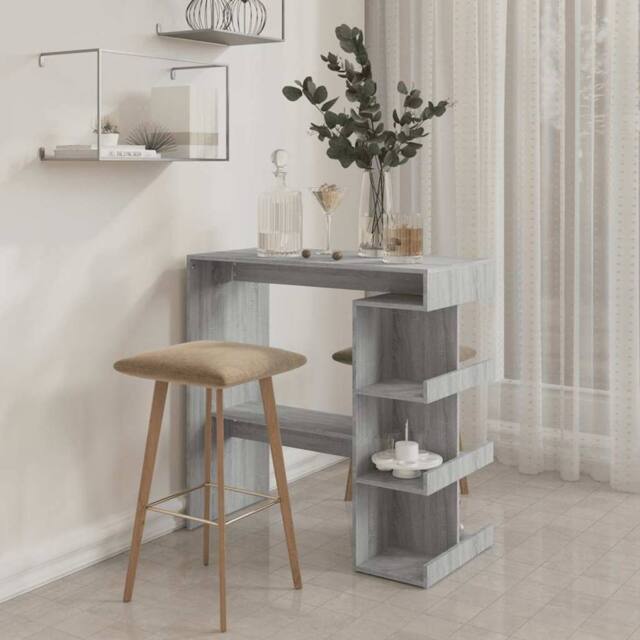 Berkfield Home Modern Bar Table with Storage Rack Grey Sonoma 100x50x101.5 cm - image 1