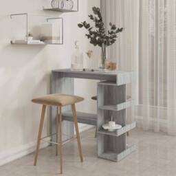 Berkfield Home Modern Bar Table with Storage Rack Grey Sonoma 100x50x101.5 cm - thumbnail 1
