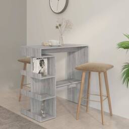 Berkfield Home Modern Bar Table with Storage Rack Grey Sonoma 100x50x101.5 cm - thumbnail 2