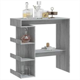 Berkfield Home Modern Bar Table with Storage Rack Grey Sonoma 100x50x101.5 cm - thumbnail 4