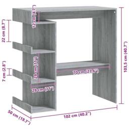 Berkfield Home Modern Bar Table with Storage Rack Grey Sonoma 100x50x101.5 cm - thumbnail 7