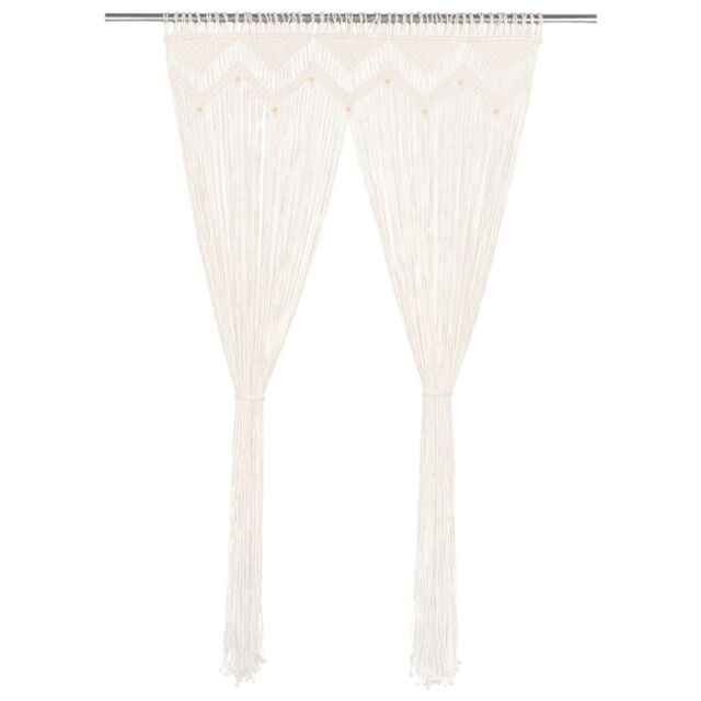 Berkfield Home Macrame Curtain 140x240 cm Cotton in Cream - image 1