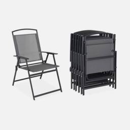 sweeek 6-seater Metal Dining Set With Foldable Chairs & Parasol in Grey - thumbnail 4
