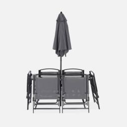 sweeek 6-seater Metal Dining Set With Foldable Chairs & Parasol in Grey - thumbnail 3
