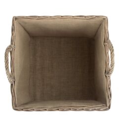 Red Hamper Wicker Antique Wash Square Hessian Lined Log Basket in Grey - thumbnail 3