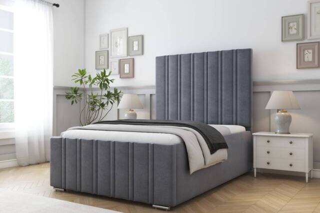 "Comfort Beds Lorenzo Plush Bed Frame With Mattress-50"" Upholstered in Dark Grey - Size: Single" - image 1