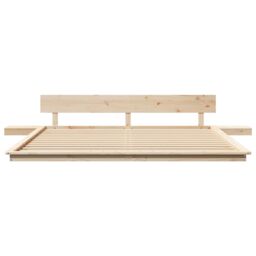 Berkfield Home Floor Bed Frame with Bedside Tables 180x200cm Solid Wood - Size: 180x200 cm - thumbnail 5