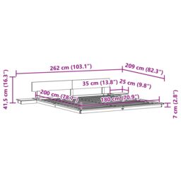 Berkfield Home Floor Bed Frame with Bedside Tables 180x200cm Solid Wood - Size: 180x200 cm - thumbnail 9
