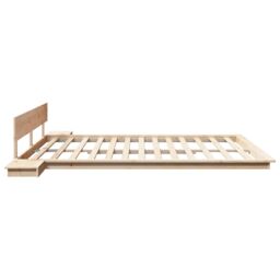 Berkfield Home Floor Bed Frame with Bedside Tables 180x200cm Solid Wood - Size: 180x200 cm - thumbnail 6