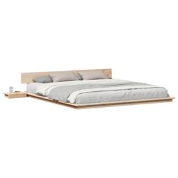 Berkfield Home Floor Bed Frame with Bedside Tables 180x200cm Solid Wood - Size: 180x200 cm - thumbnail 3