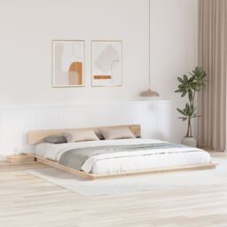 Berkfield Home Floor Bed Frame with Bedside Tables 180x200cm Solid Wood - Size: 180x200 cm - thumbnail 1
