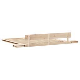 Berkfield Home Floor Bed Frame with Bedside Tables 180x200cm Solid Wood - Size: 180x200 cm - thumbnail 7