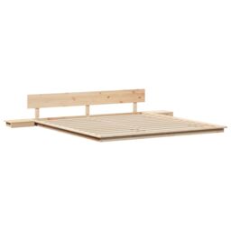 Berkfield Home Floor Bed Frame with Bedside Tables 180x200cm Solid Wood - Size: 180x200 cm - thumbnail 2