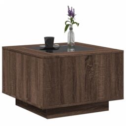 Berkfield Home Coffee Table with LED Brown Oak 60x60x40 cm Engineered Wood - Size: 60 x 60 x 40 cm - thumbnail 5