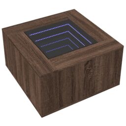 Berkfield Home Coffee Table with LED Brown Oak 60x60x40 cm Engineered Wood - Size: 60 x 60 x 40 cm - thumbnail 3