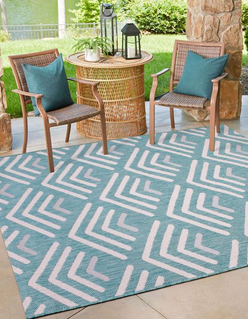 Rugstyle Summer Breeze Outdoor Rug in Aqua - Size: 100 cm x 150 cm - image 1