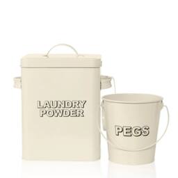 NESTLUNE Cream Laundry Detergent Storage Box with Bucket & Scoop in Beige - thumbnail 3