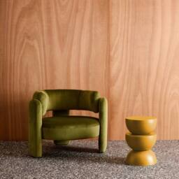 sweeek Side table, end table, bedside table metal Ø32 x H46.5cm in Mustard - thumbnail 3