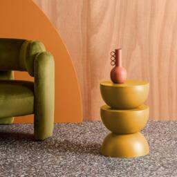 sweeek Side table, end table, bedside table metal Ø32 x H46.5cm in Mustard - thumbnail 1
