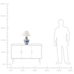 Wyld and Coco Blue and White Porcelain Floral Table Lamp with Linen Shade - thumbnail 9