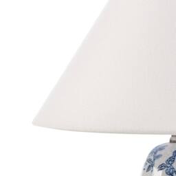 Wyld and Coco Blue and White Porcelain Floral Table Lamp with Linen Shade - thumbnail 5