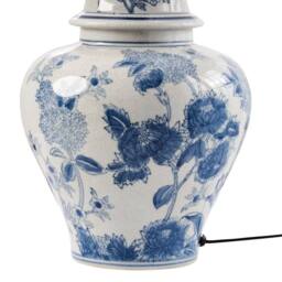 Wyld and Coco Blue and White Porcelain Floral Table Lamp with Linen Shade - thumbnail 6