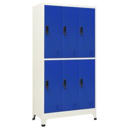 Berkfield Home Locker Cabinet Grey & Blue 90x45x180 cm Steel - Size: 90 x 45 x 180 cm