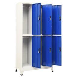 Berkfield Home Locker Cabinet Grey & Blue 90x45x180 cm Steel - Size: 90 x 45 x 180 cm - thumbnail 5