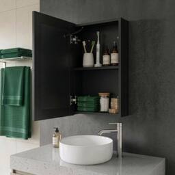 Wyld and Coco Mirror Cabinet Black Glass with LED 40 x 60 cm - thumbnail 1