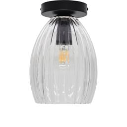 First Choice Lighting Set of 2 Birch - Clear Fluted Glass Black Ceiling Light Fittings - thumbnail 2