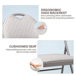 EONLION Folding Chair Cushioned Fabric Office Reception in Grey - Size: 100 cm - thumbnail 4